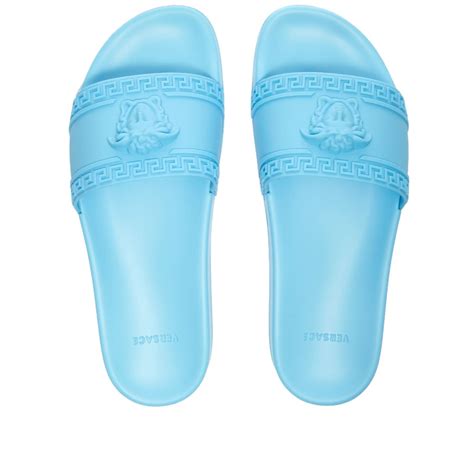 versace flip flops blue|white versace pool slides.